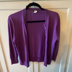 Jcrew purple cardigan with purple buttons